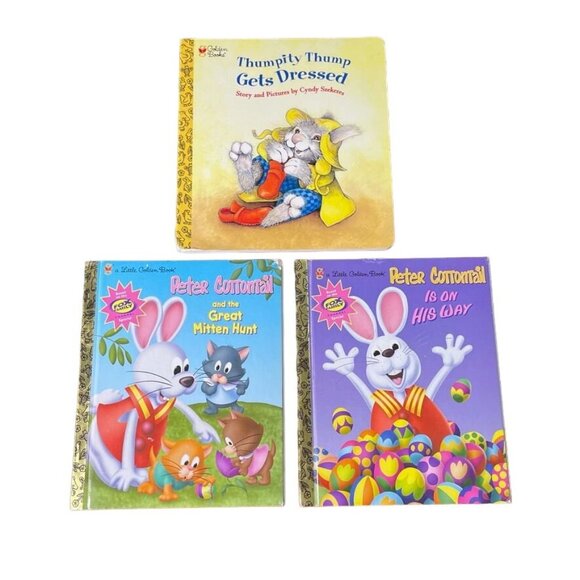 Lot 3 Little Golden Books Rabbit Theme Peter Cottontail Ghumpity Thump u - Picture 1 of 9